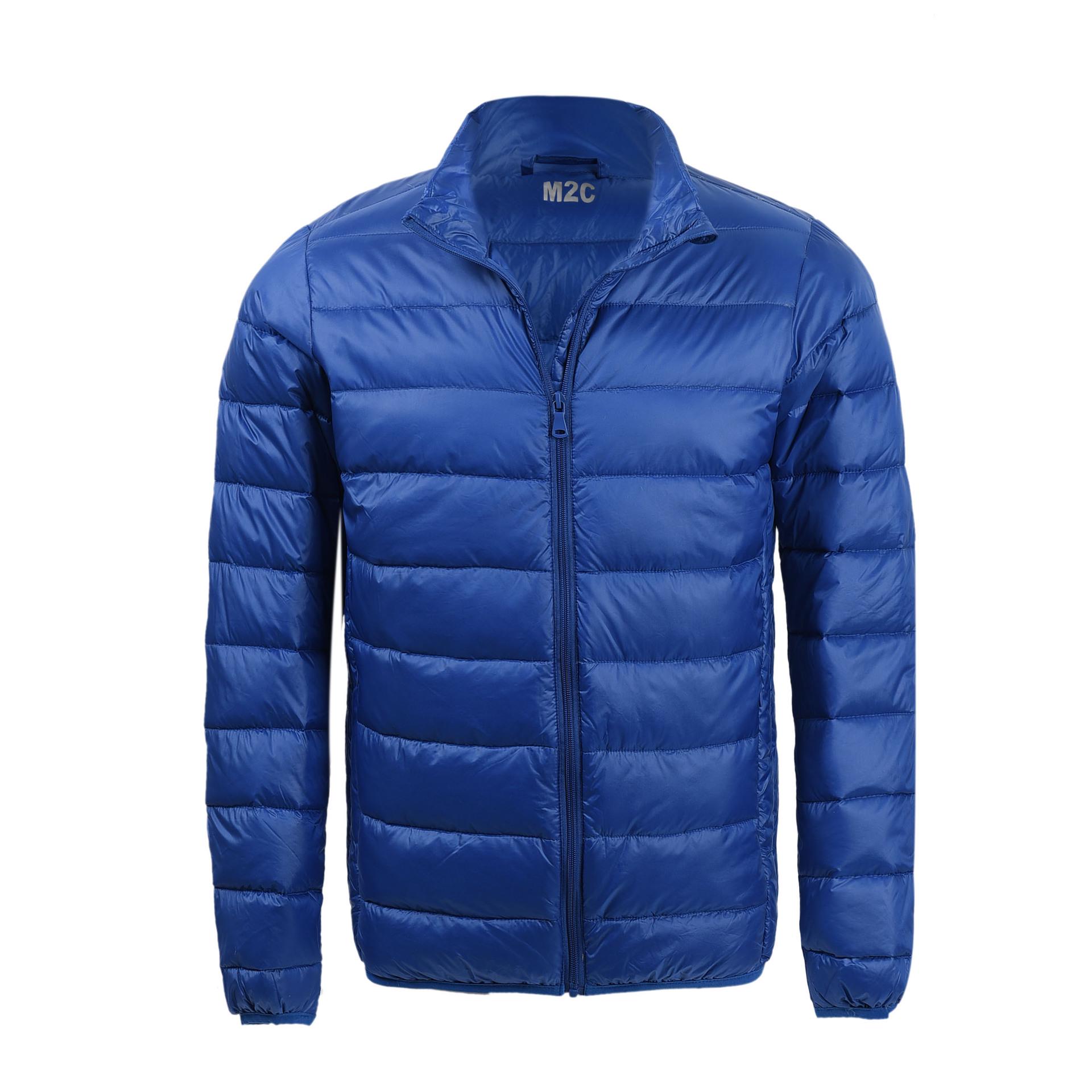

Men s Lightweight Stand Collar Down Jacket - Casual Warm Winter Outerwear XL синій