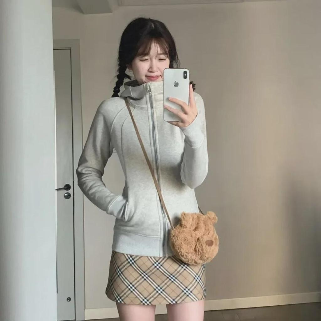 Sweat à capuche scuba slim pour femme – Doublure chaude en velours pour les sports d'automne et d'hiver ou le yoga