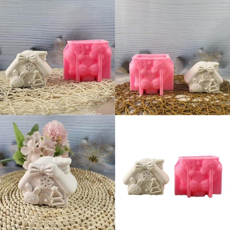 Silicone Crafting Mold for Unique Christmas Animal House Plaster Ornament Silicone Molds for DIY Craft Decorations