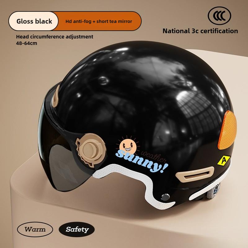 Motorcycle Electric Car Helmet, Ear Protectors, Universal In All Seasons, Battery Car Safety Helmet, Half Helmet