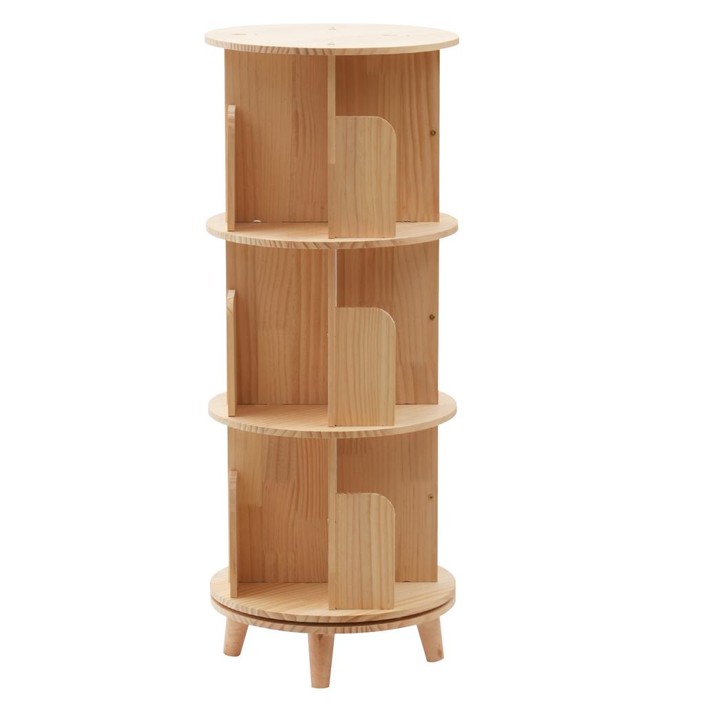 3 Tier 360 Rotating Bookshelf Display Bookcase Floor Standing Bookcase Storage