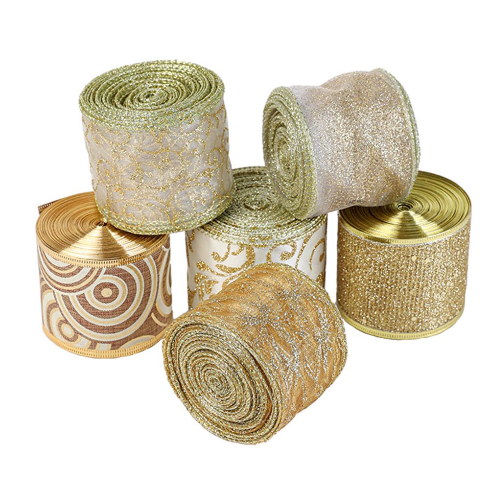 Charming Glitter Ribbon 2 5 Inch Wide Organza Sheer with Attractive Gold Swirl for Creative Projects and Celebrations