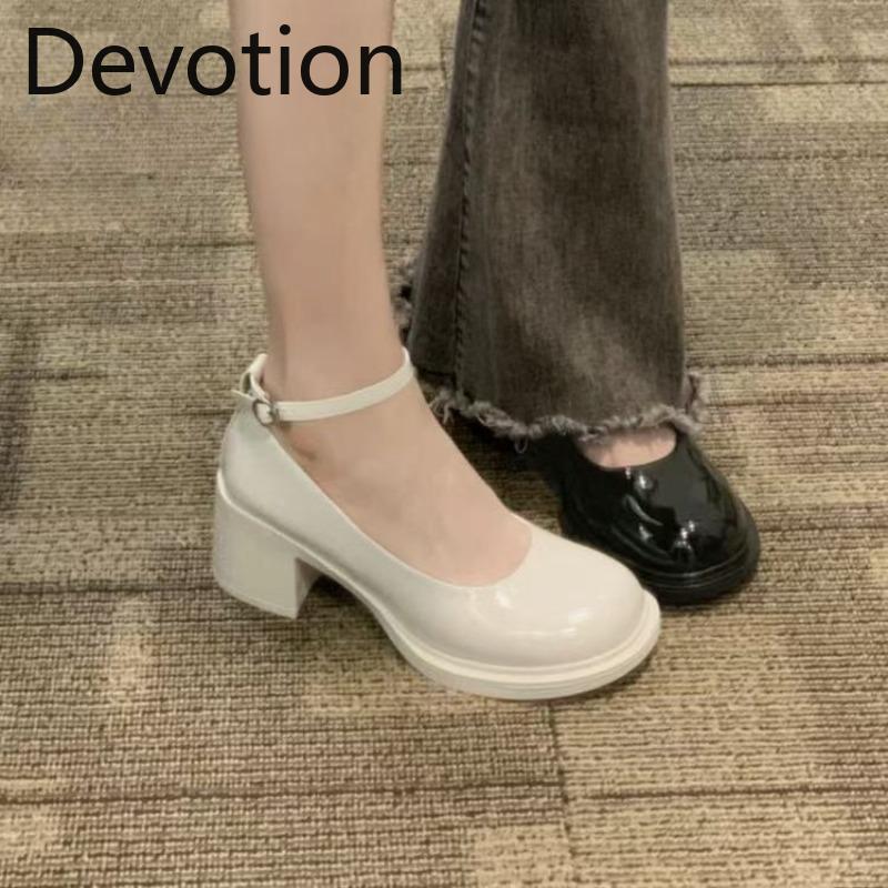 New Style Women's High-heeled Thick-soled Single Shoes and Leather Shoes Devotion