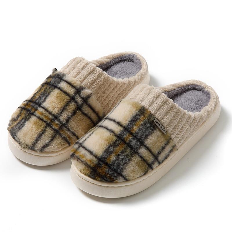 Autumn and winter couple thick-soled non-slip cotton slippers women and men's new indoor home heating plush home shoes