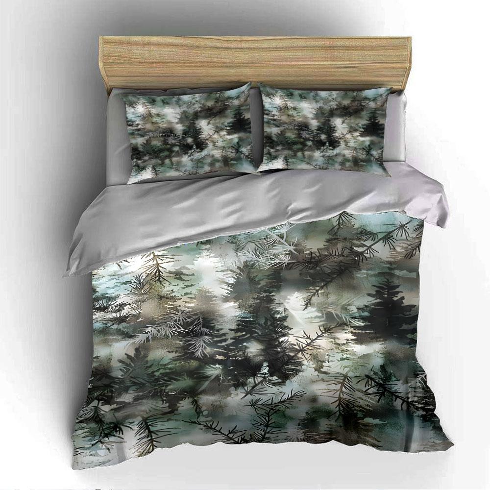Forest Foliage Watercolor Print Bedding Duvet Cover Set  (1*Duvet Cover 2*Pillowcases, without duvet insert)