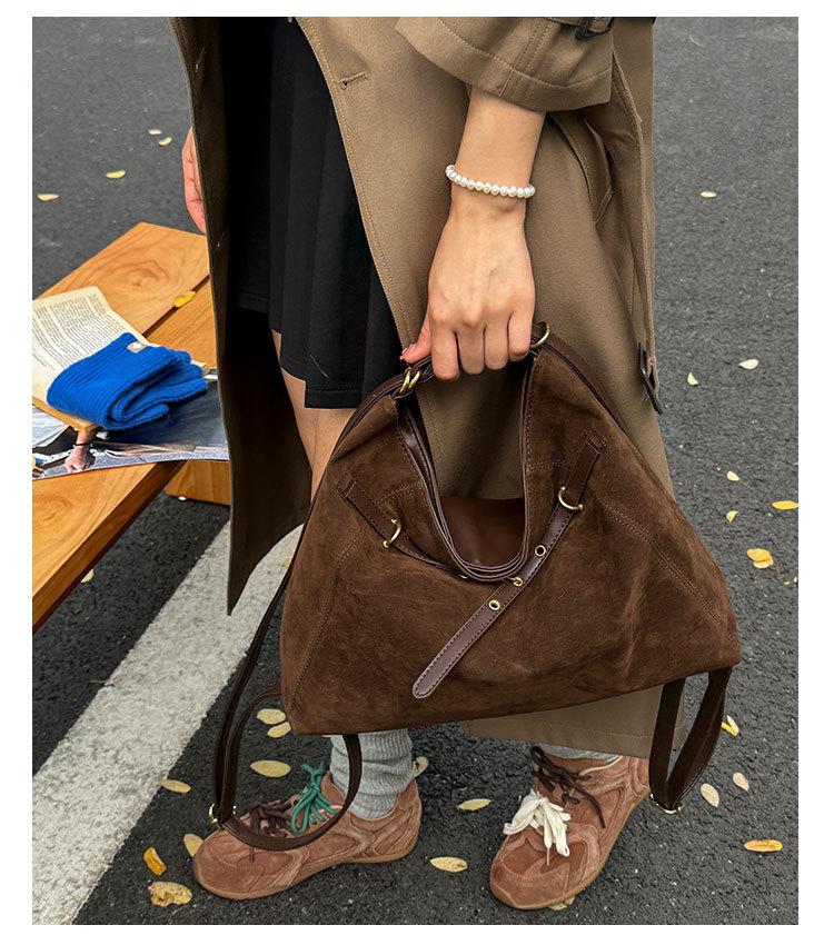 2024 Retro Fashion Large Capacity Women's Frosted Tote - Versatile Autumn/Winter Shoulder Bag