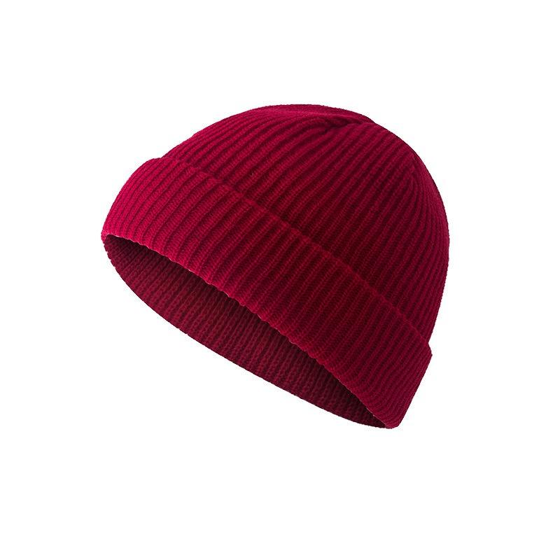 Solid color knitted hat men's autumn and winter hip-hop hat short trendy brand big head circumference warm wool cold hat
