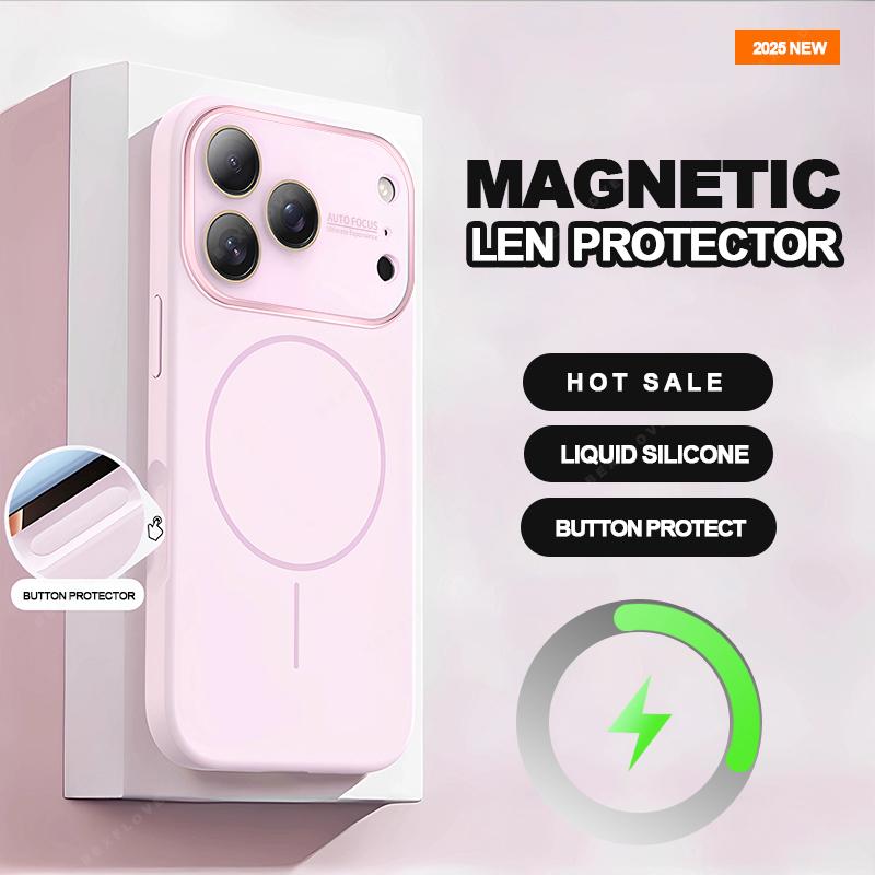 Big Window Magnetic Phone Case for For Iphone 17 Air 16 1 13 14 Pro Max Liquid Silicone Shockproof Protector Cover