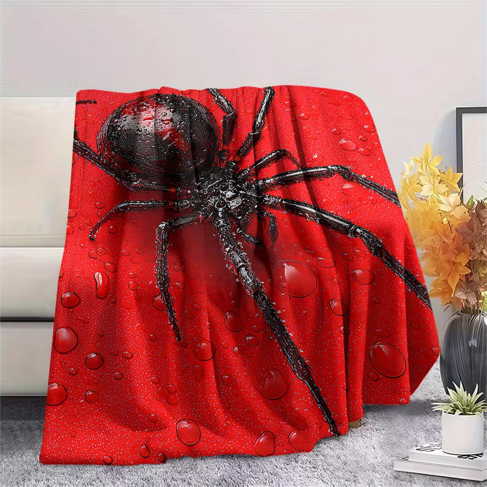 Spider Print Flannel Blanket, High quality Comfortable for All Seasons, Home Decor, Warmth and Comfort, Perfect for Christmas Gifts