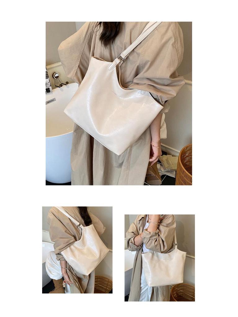 Women's Large Retro Soft Leather Tote: High-Quality, Versatile Fashion Shoulder Bag for School & Commute