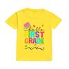Hello First Grade Summer Children's Top Pencil Pattern Printed Short Sleeve Shirt Kids Back To School Shirts Clothes