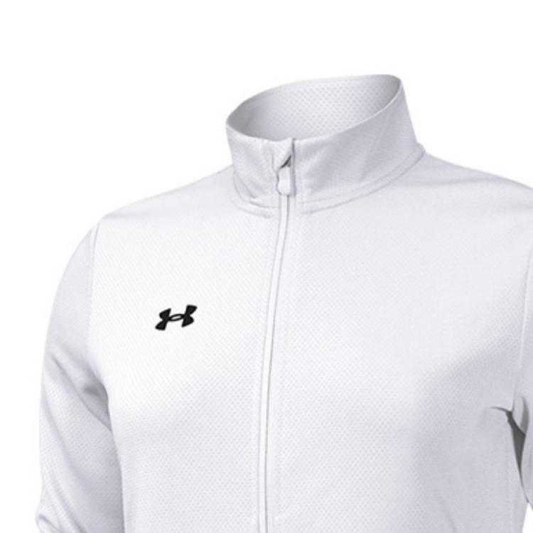 Under Armour Solid Color Stand Collar Zip Sports Knit Jacket Women jackets White 22500412-100