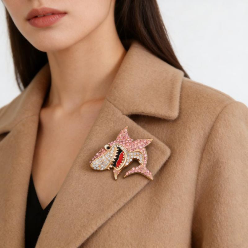Creative Cute Shark Brooches For Women Clothing Coat Jewelry Accessories