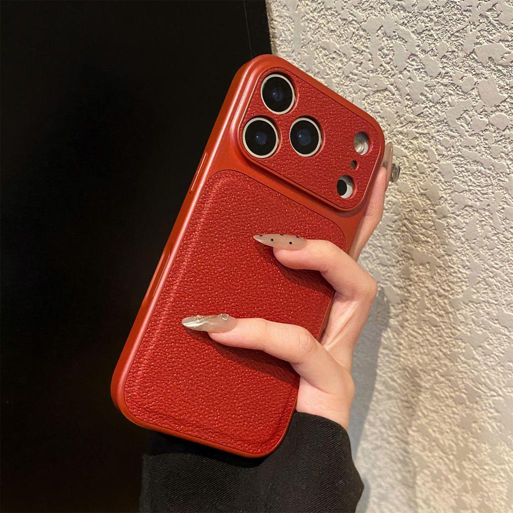 Apple 17promax Leather Texture Full Coverage Phone Case, Compatible with 17 Large Windows (16/15/14 Models).