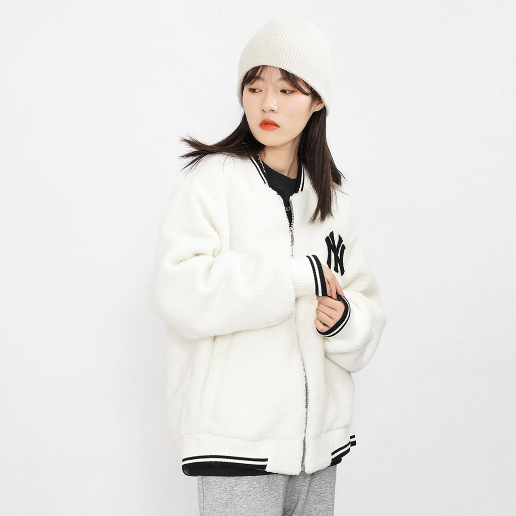 New MLB New York Yankees Velvet Jackets Unisex Ivory White 3AJPF0116-50CRS