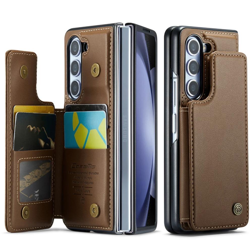 Luksuriøst magnetisk lommebokstativ i skinn til Samsung Galaxy Z Fold 6 5 4 3 Holder Kortlomme Støtsikkert Fullbeskyttelsesdeksel