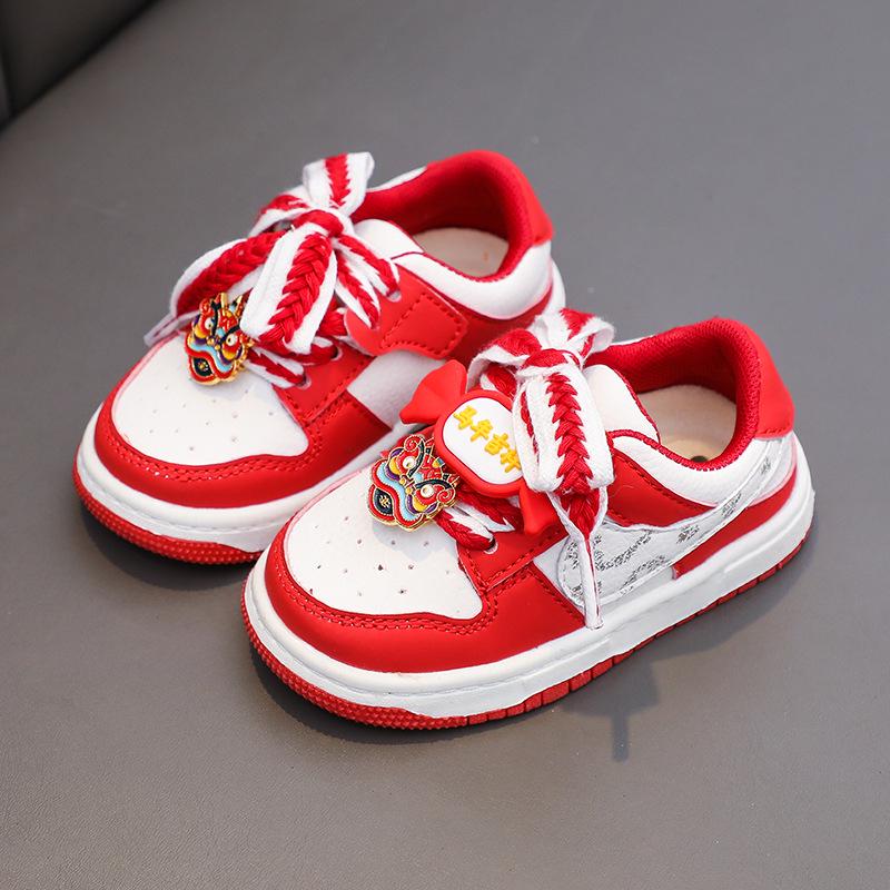 2026 Baby Walker Shoes: Red Non-slip Soft Sole, Unisex, Closed-toe for Toddlers Aged 1-3.