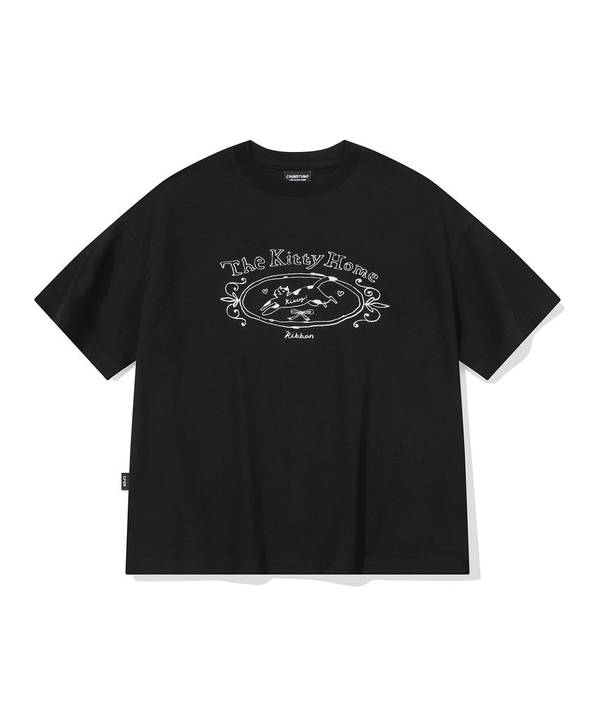 CPGN STUDIO Kitty Home Crop Short Sleeve T-Shirt Black