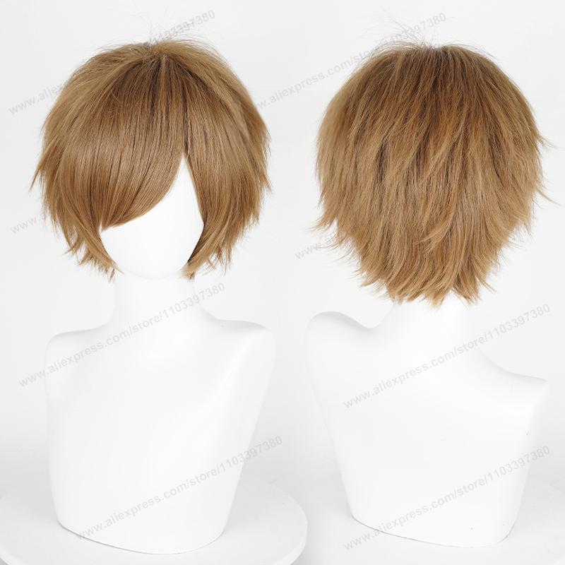 Anime 30cm Short Straight Cosplay Wig Black White Green Brown Purple Blue Gray Red Gold Man Women Heat Resistant Synthetic Hair