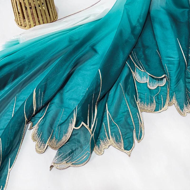 150x100cm Embroidery Lotus Leaf Soft Fabric DIY Hanfu Shirts Doll Cloth Chinese Style DIY Sewing Craft Organza Tulle Fabric New