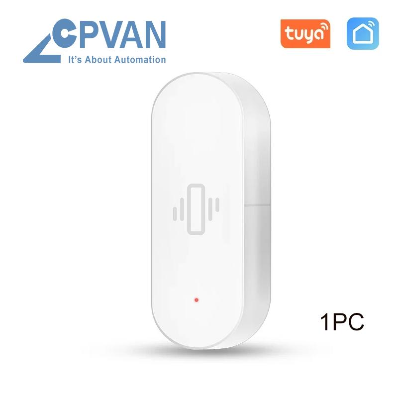CPVAN  WIFI vibration Sensor Detector Wireless Smart sensor motion Alarm Detector Tuya/Smart Life APP Remotely Notifications 1PC