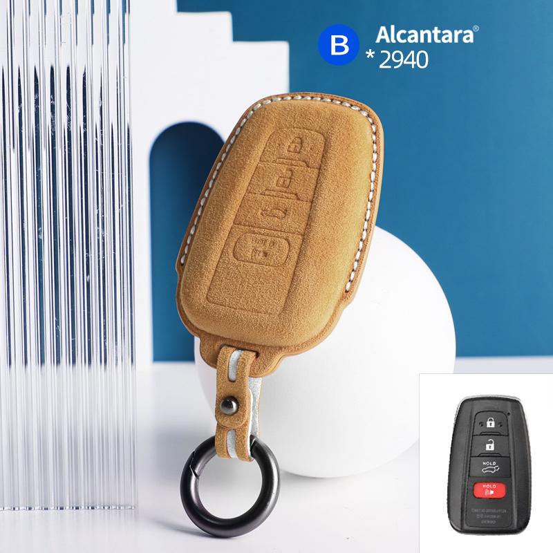 Alcantara For Toyota Rav 4 Xa50 Camry Corolla Suede Car Key Case Shell Remote Cover Keychain Protector Auto Accessories