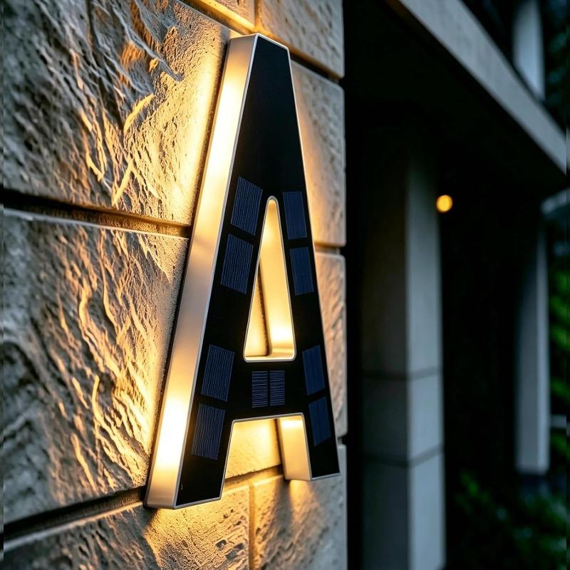 LED Solar House Number Light, Waterproof Light‑Sensor Address Plate for Home Entrance Yard Wall Fence Gate Outdoor Household Decoration