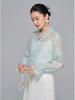 Zhi Hetang Retro Silk V-Neck Ruffled Long-Sleeve Blouse