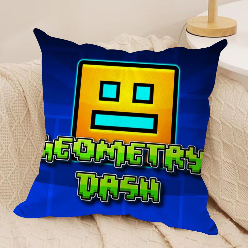 

G-Geometry Dash Игровая Наволочка Шелковистый Короткий Плюш Чехол для Подушки Дивана Скрытая Молния Мягкий Пылезащитный Чехол для Домашнего Декора 30cmx30cm