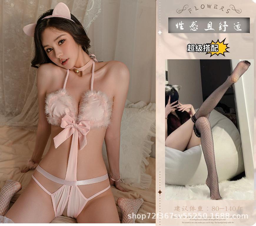Sexy underwear Perspective straps One-piece three-point pure desire suit Hot Muse set One nurse uniform