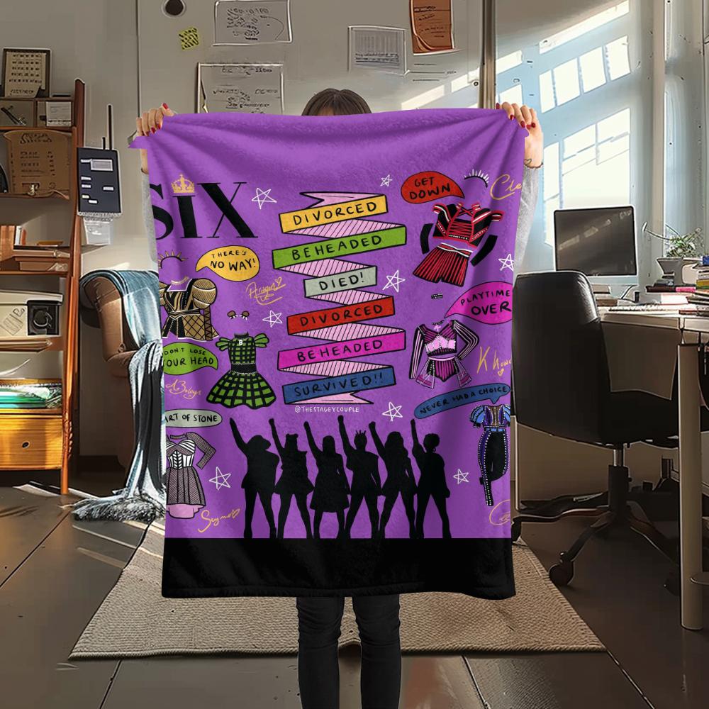 1PC SIX the Musical Print Flannel Blanket, High quality Comfortable for All Seasons, Home Decor, Warmth and Comfort, Perfect for Christmas Gifts164