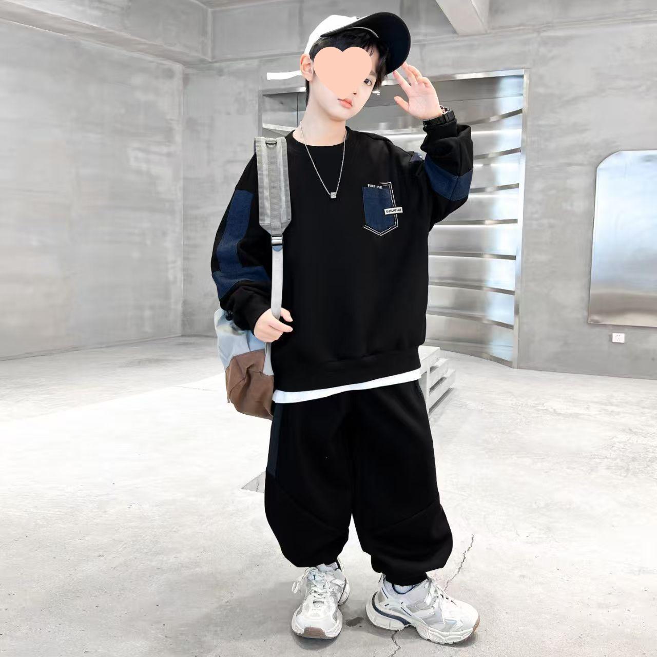 

Boys Trendy Patchwork Sweatshirt Set (Ages 3-14) - 2025 Autumn Collection 120