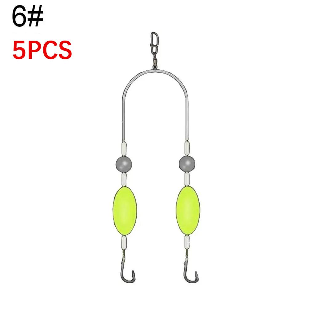 5Pcs Double Reverse Hooks Fishing Rig Smooth Casting Anti-Tangle Snag Resistant Split Hook Rig Freshwater Saltwater Jigging Fishing Accessories