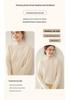 Women's Drop Shoulder Cashmere Pullover Sweater - Thickened Jacquard Knit, Half-High Neck, Long Sleeve, Versatile Loose Fit.