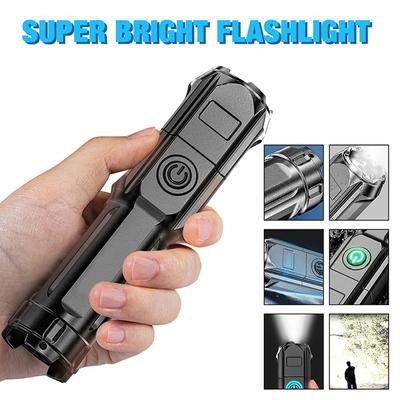 1pcs Portable LED Flashlights Usb Bright Torch Camping Light Mode Waterproof Zoomable Use 18650 Battery Outdoor Tools