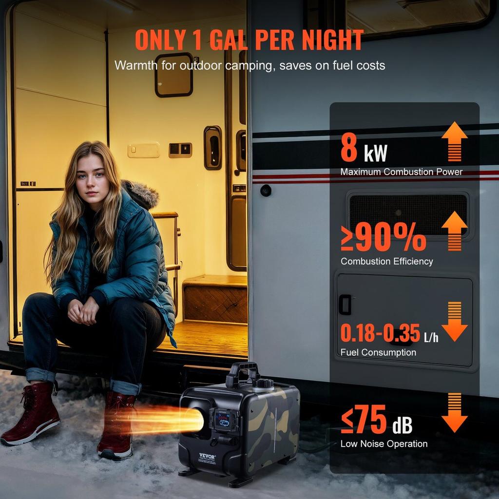 Naftový vzduchový topný systém Naftový topný systém 8KW 12V/24V Bluetooth APP Dálkové ovládání