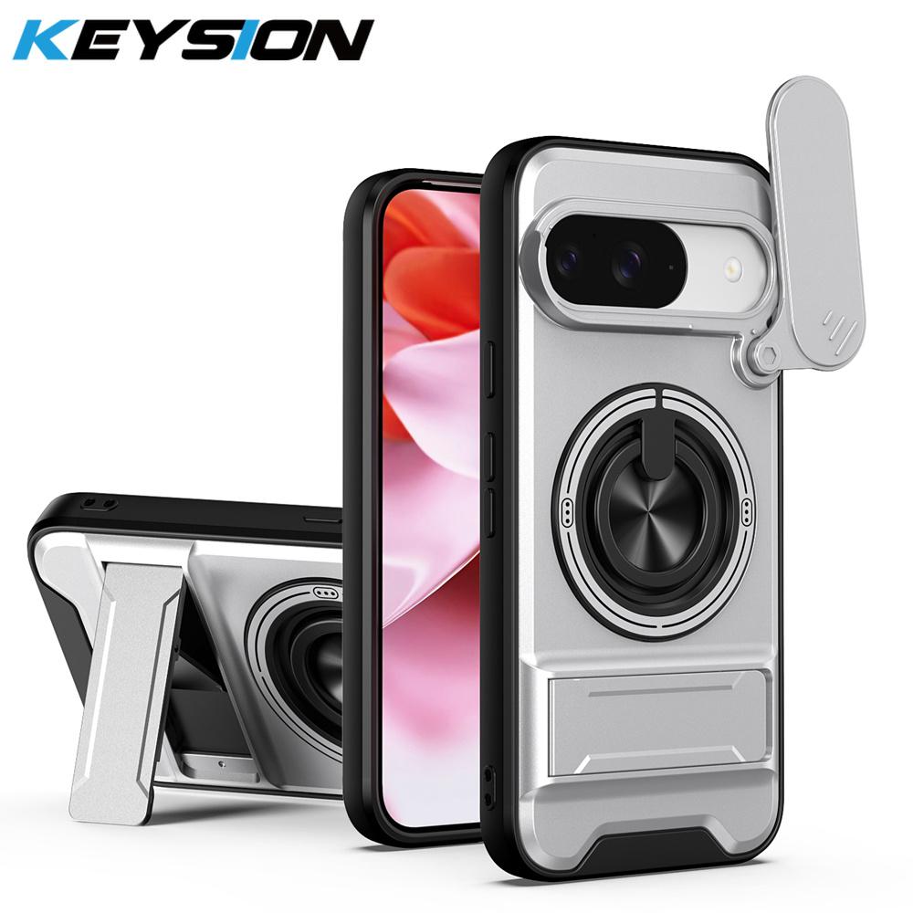 KEYSION Magnetic Phone Case for Google Pixel 9 10 Pro XL 10 9 Pro Slide Camera Protection Upright Stand 360°Ring Shockproof Cover