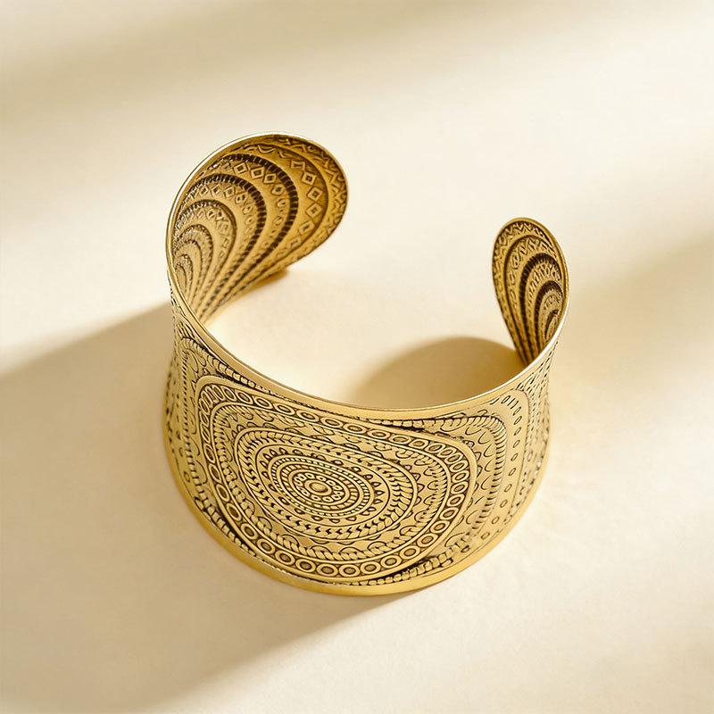 European Ethnic Bohemian Wide Pattern Bracelet - Exotic Design for Women