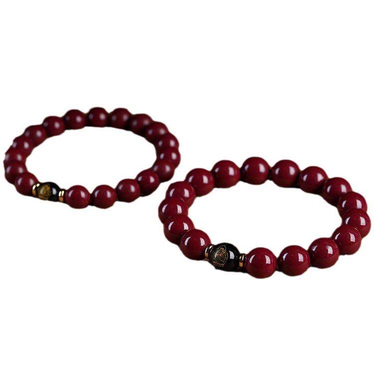 Cinnabar Buddha Beads Bracelet - Lucky Charm for Men & Women