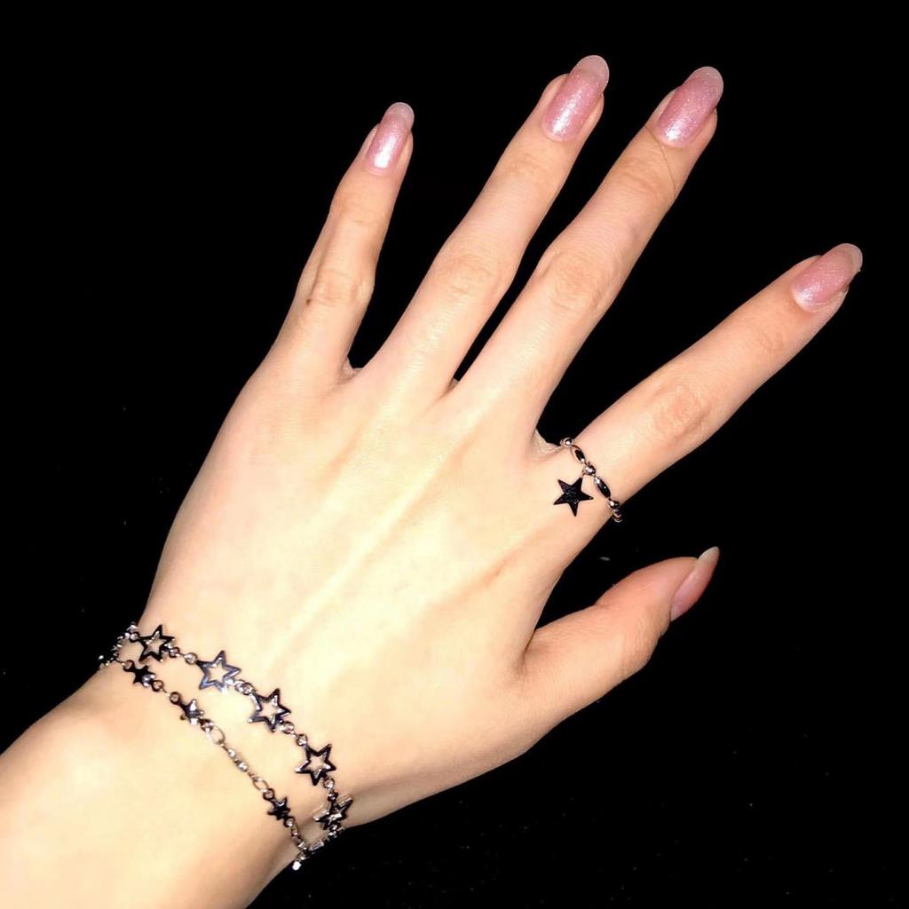 Fashion Five-Pointed Star Bracelet Simple Bangle Adjustable Link Chain Bracelet Jewelry Gift for Birthday Christmas