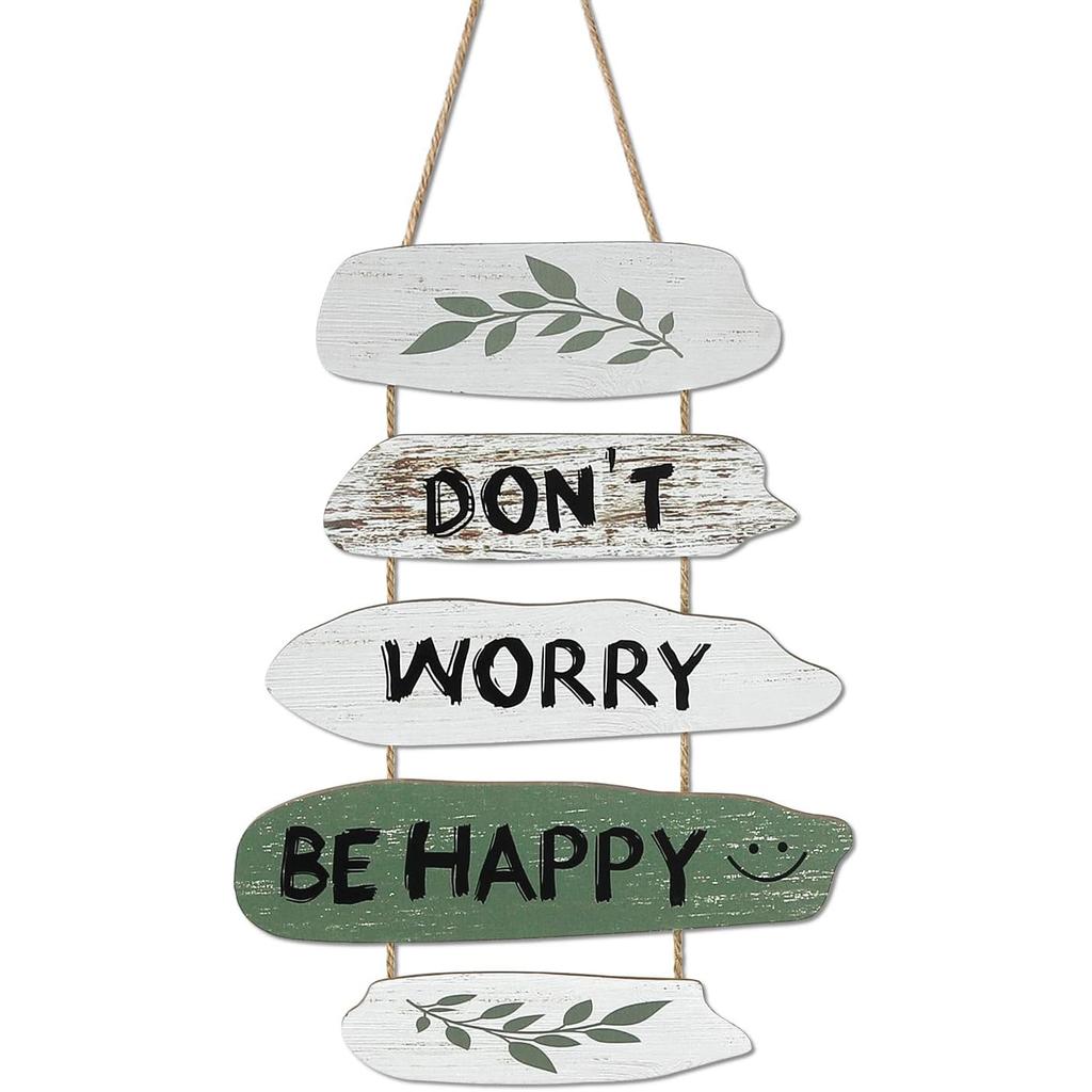 Inspirational Quote Hanging Sign Dont Worry Be Happy House Wall Decor