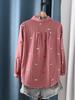 Double-Layer Gauze Floral Embroidered Long-Sleeve Autumn Shirt for Women