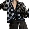 2023 Autumn Winter Women's Korean Plaid Knit Cardigan