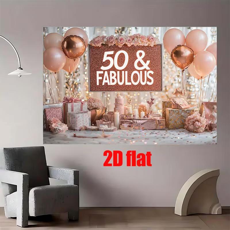 2D Milestone Birthday Banner, Rose Gold Party & Live Background