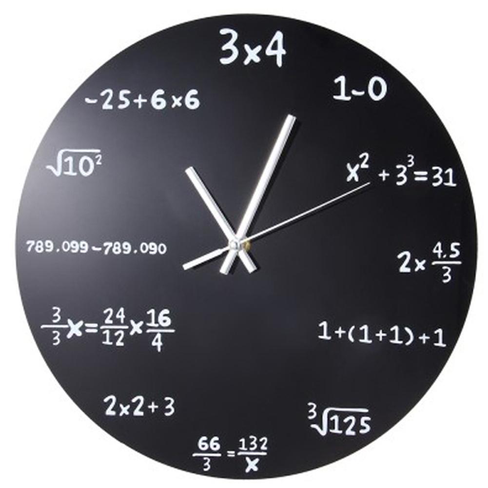 Modern Wall Clock with Equation Numbers for Math For Teachers Students and Engineers Black 30x30 cm Battery Powered