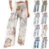 Pantaloni da Donna Estivi Ampi a Vita Alta con Stampa Pantaloni Casual