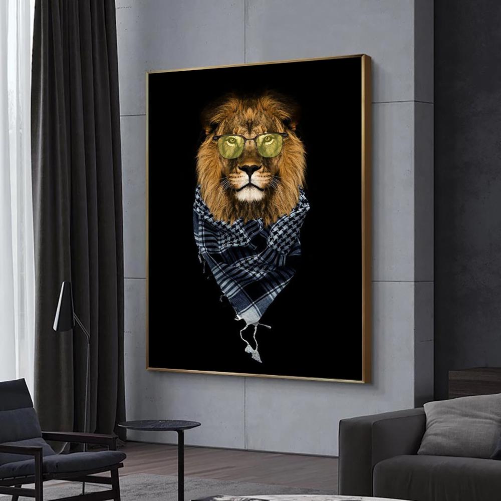 Black White Animals Lions Oil Painting Modern Canvas Posters and Prints Wall Art Picture for Living Room Cuadros Home Decoration
