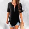 Casual Women's Solid Color Temperament Casual Solid Color Zipper Short-sleeved Tops