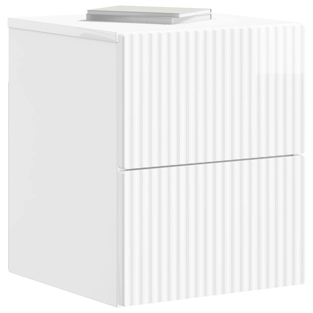Wall Mounted Nightstand High Gloss White 33 x 34.5 x 40 cm