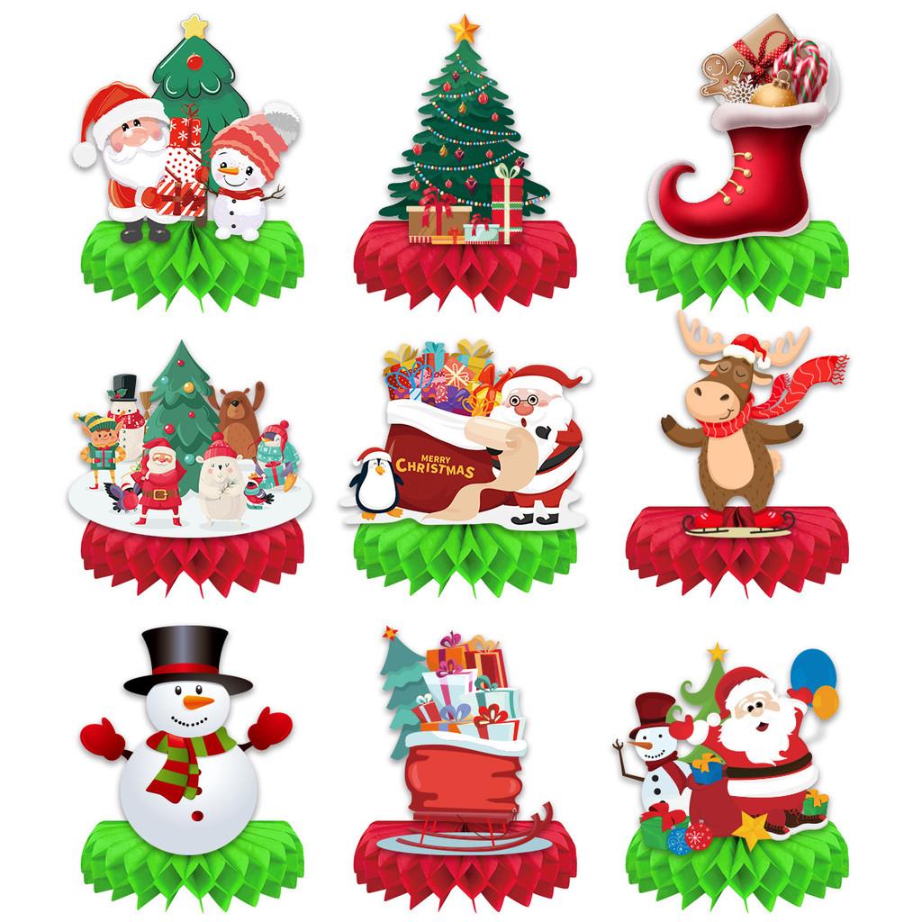 Claus Santa Christmas Snowman Paper Honeycomb Decorations For Venue Festivities
